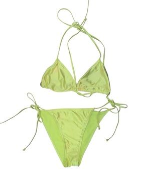 Betty Jade Swim Neon Yellow Triangle Bikini Top & Bottom Swimsuit Set